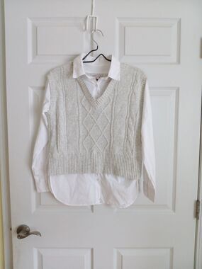 Sincerely Jules Layered Sweater Vest & Shirt Combo Size S